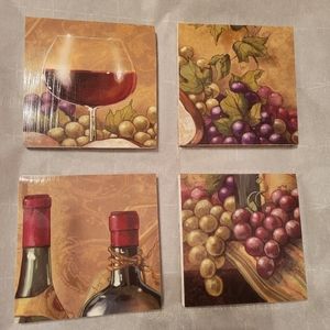 Wine themed ceramic tile coasters